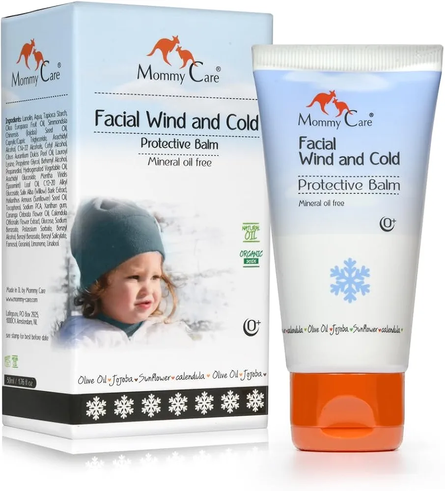 Mommy Care Cold Weather Baby Child Organic Facial Protective Winter Balm Soothing Cold Sores Cream to Hydrate Moisturize Newborns Kids Sensitive Dry Skin Wind Block Lotion. Mint scente 50ml/1.76 fl.oz