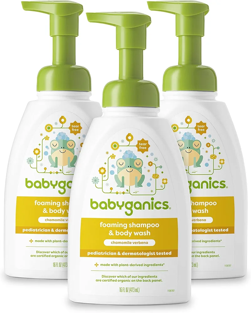 Babyganics Shampoo & Body Wash Pump Bottle, Chamomile Verbena, 16 OZ