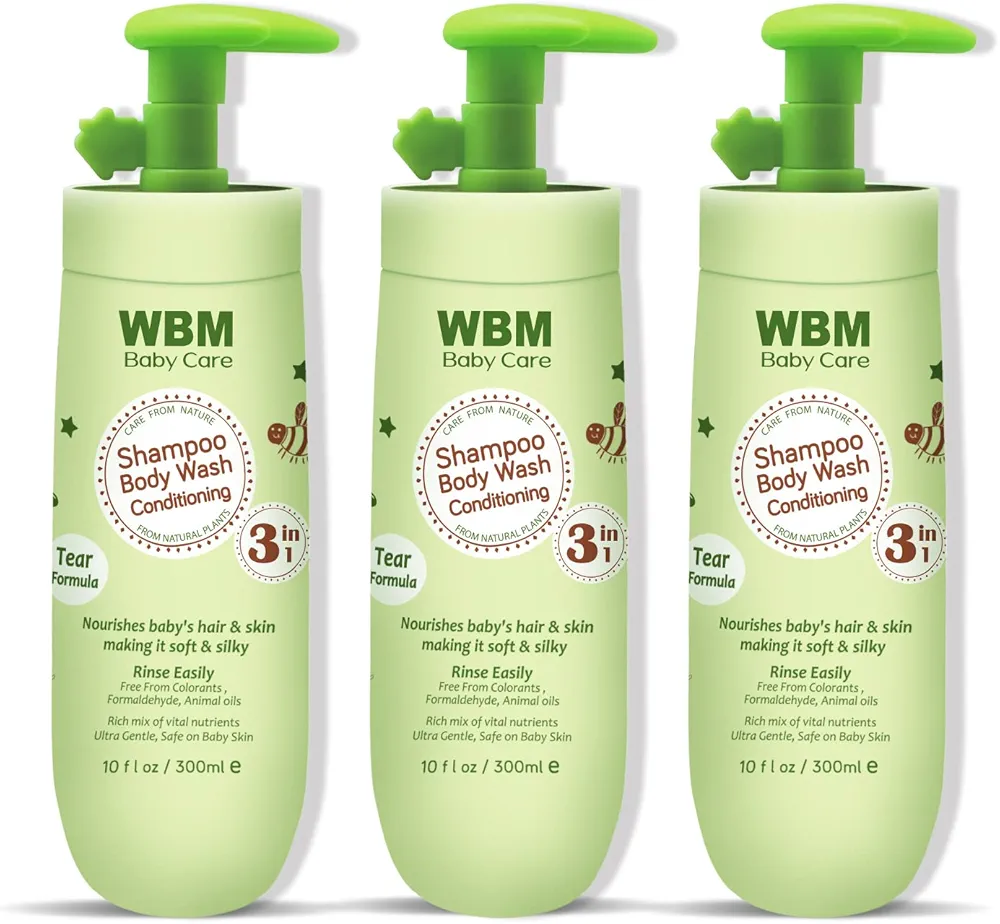 Baby Care 3-in-1 Baby Shampoo, Body Wash & Conditioner, Care From Nature,100% Plant-Based, No Tear Formula, Safe on Baby Skin, Kids Shampoo 300 ml/ 10 fl. Oz