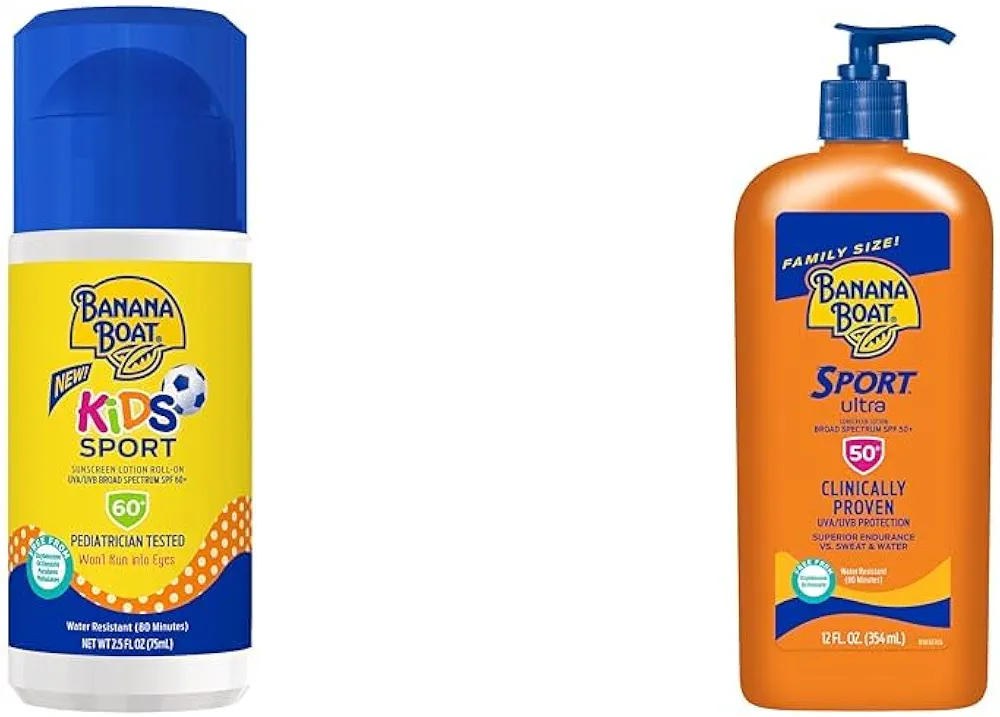 Banana Boat Kids Sport Sunscreen Roll On SPF 60, 2.5oz and Banana Boat Sport Ultra Sunscreen Lotion SPF 50, 12oz