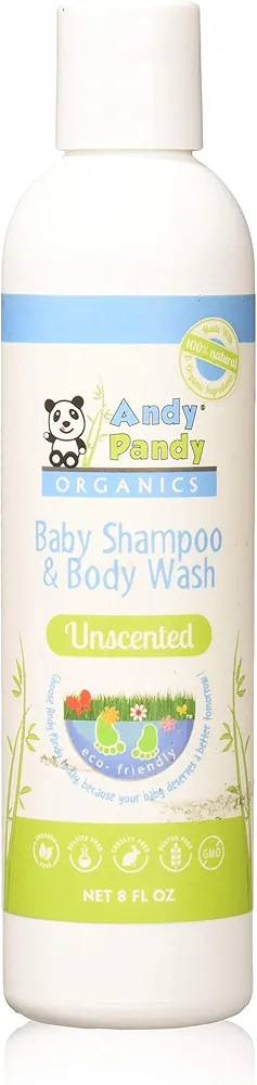 Hansen Kids Andy Pandy Organics 100% Natural & Organic Baby Body Wash & Shampoo (8 fl oz, Unscented)