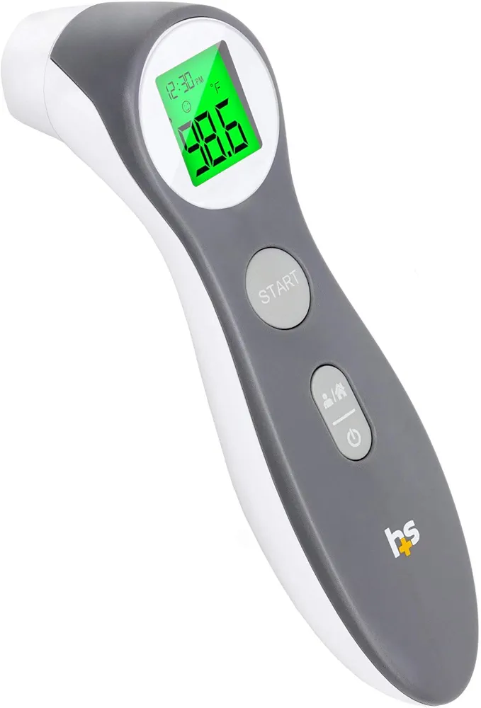 HealthSmart Digital Thermometer for Adults and Children, Forehead Thermometer, Baby Thermometer, Infrared Thermometer, Temperature Gun to Test Objects or Air, FSA & HSA Eligible (Pack of 1)