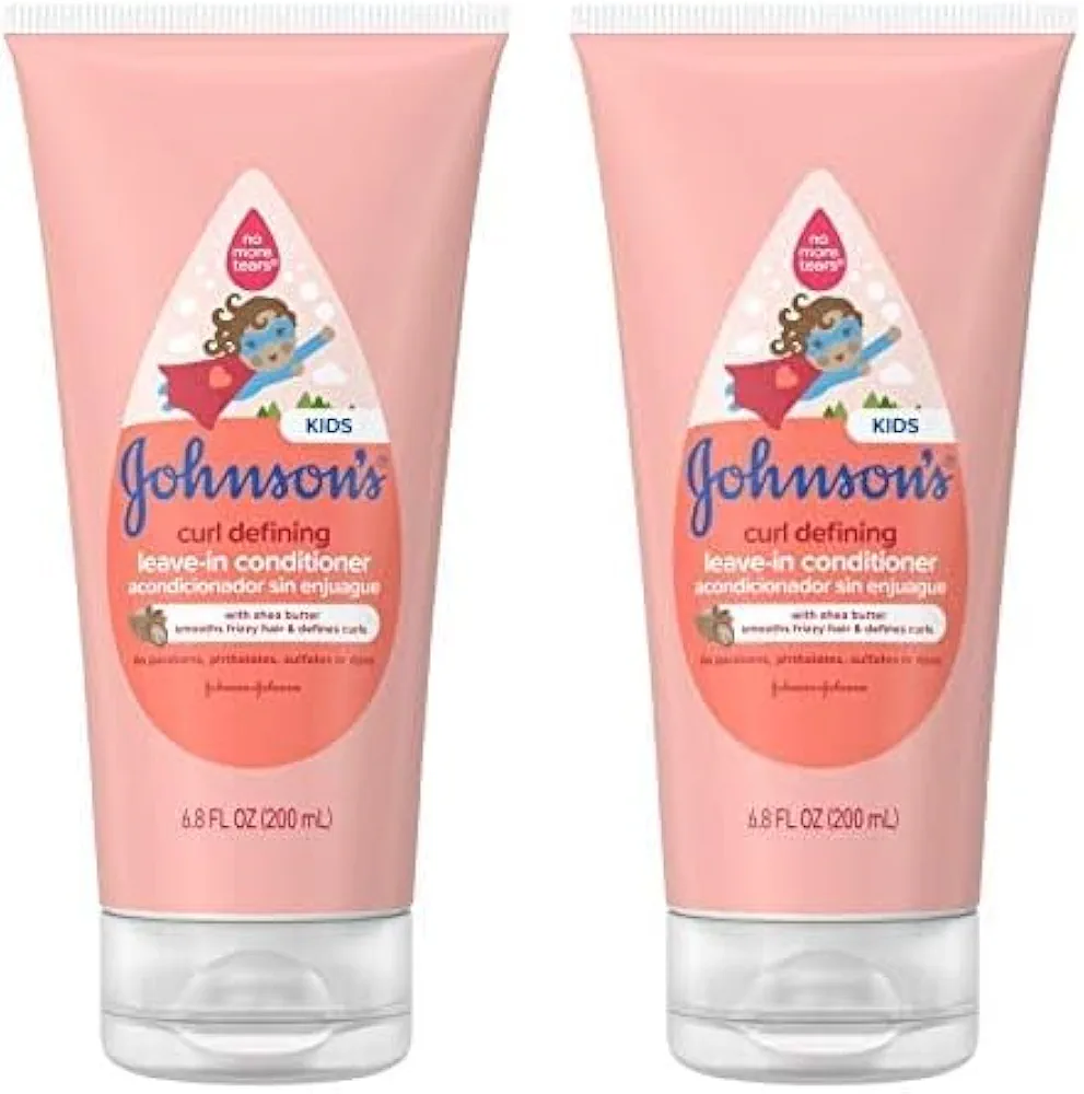 Johnson's Baby Curl Defining Tear-Free Kids' Leave-in Conditioner with Shea Butter, Paraben-, Sulfate- & Dye-Free Formula, Hypoallergenic & Gentle for Toddlers' Hair, 6.8 fl. Oz (Pack of 2)