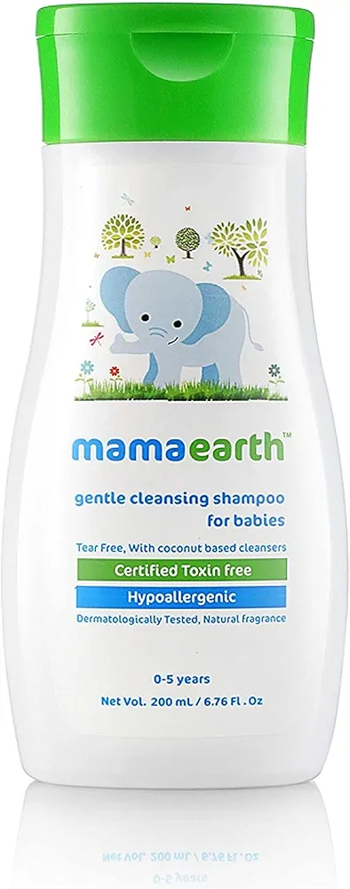 Mamaearth Baby Gentle Cleansing Shampoo | Natural Coconut-Based Formula for Delicate Scalp Skin | Tear-Free & Nourishing | No SLS & Paraben | 6.76 Fl Oz (200 ml)