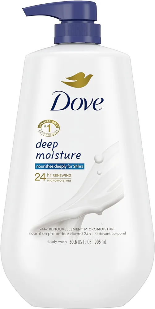 Dove Body Wash with Pump Deep Moisture For Dry Skin Moisturizing Skin Cleanser with 24hr Renewing MicroMoisture Nourishes The Driest Skin 30.6 oz