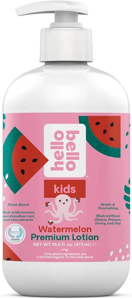 Hello Bello Kids Premium Lotion - Gentle Hypoallergenic Vegan Formula to Nourish and Moisturize - Watermelon Scented - 16 Fl Oz