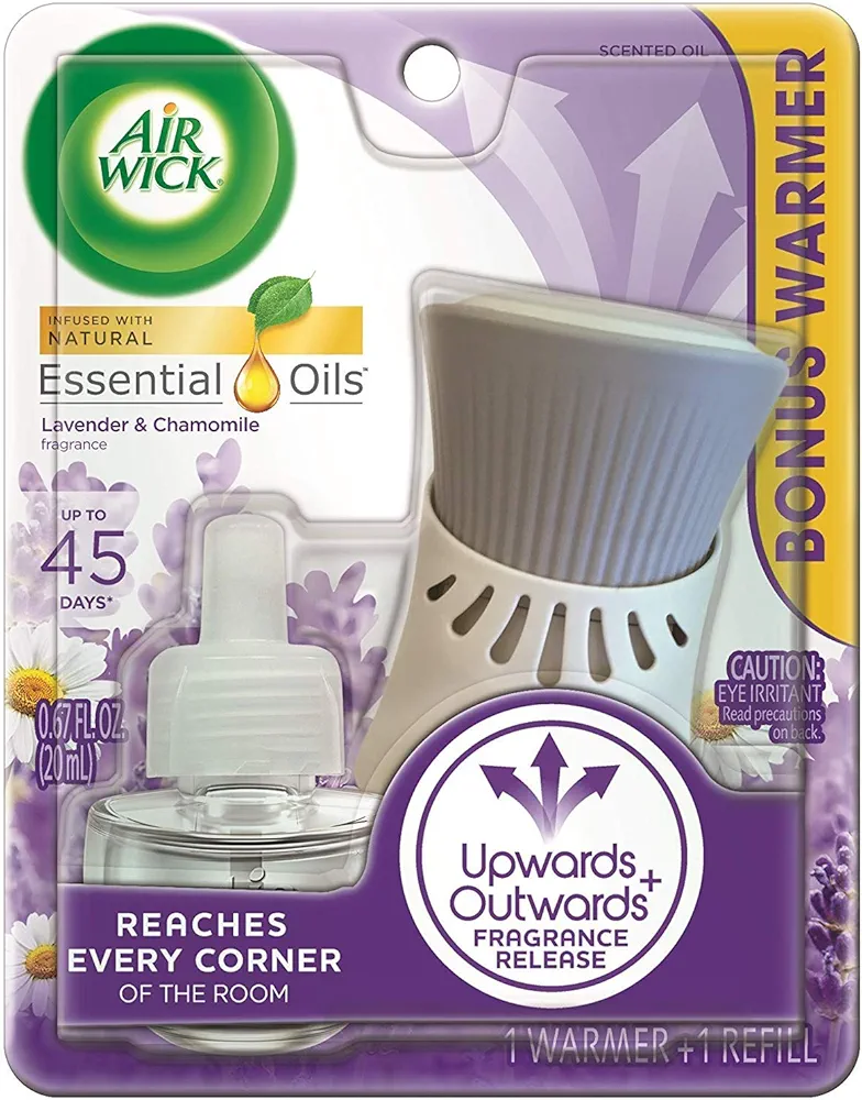 Air Wick Plug in Scented Oil Starter Kit (Warmer + 1 Refill), Lavender & Chamomile, Air Freshener, Essential Oils