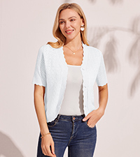 white short sleeve cardigan