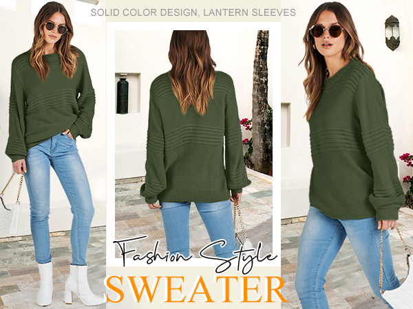 Women Crew Neck Long Sleeve Sweater