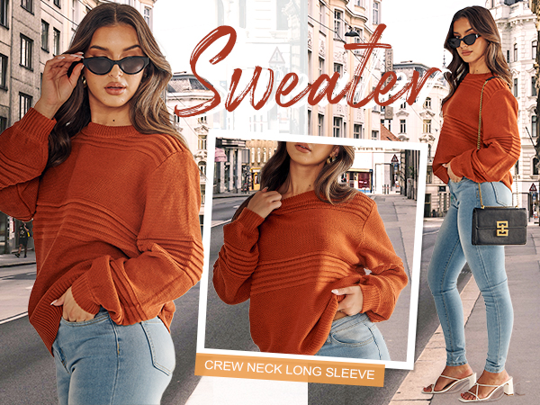 Women Crew Neck Long Sleeve Sweater