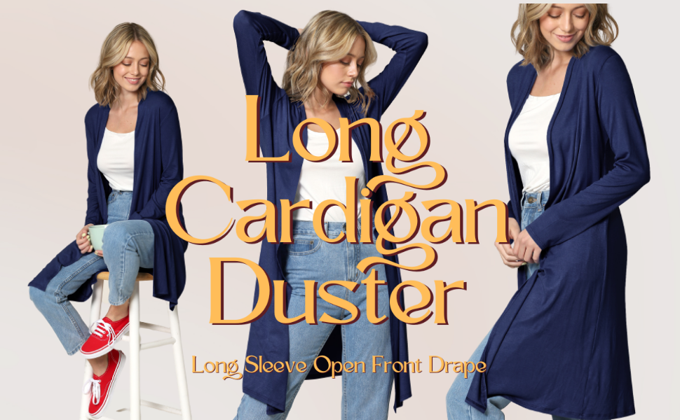 Long cardigan duster long sleeve open front drape