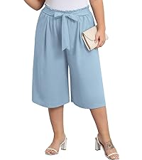 Lastshe Women Plus Size Capri Pants with Pockets