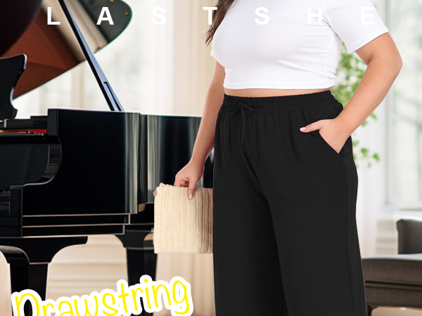 Women''s Casual Plus Size Pants High Waisted Lounge Pants Straight Long Trousers With Pockets