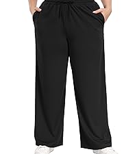 Lastshe Women Plus Size High Waisted Wide Leg Pants