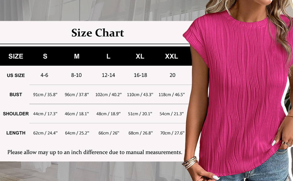 Women''s Cap Sleeve Textured Tops Crew Neck Casual Dressy Work Vacation Beach Summer T Shirt Blouse