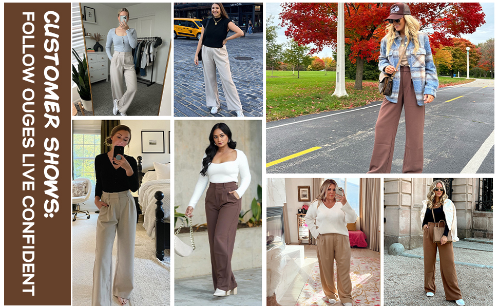 Women''s Wide Leg High Waisted Pants