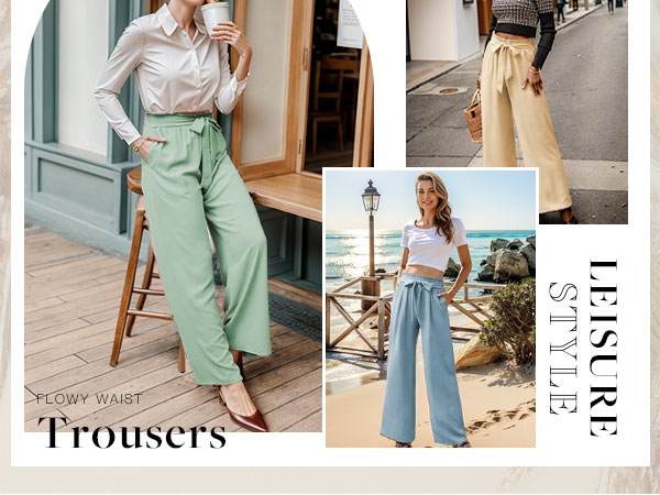 Women Loose Flowy Beach Palazzo Pants