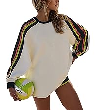 Striped Long Sleeve Oversized Loose Sweatshirt Pullover