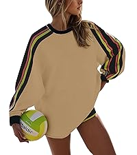 Striped Long Sleeve Oversized Loose Sweatshirt Pullover