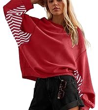 Striped Long Sleeve Oversized Loose Sweatshirt Pullover