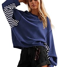 Striped Long Sleeve Oversized Loose Sweatshirt Pullover