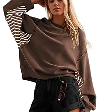 Striped Long Sleeve Oversized Loose Sweatshirt Pullover