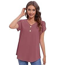 Anyproud Womens Summer Casual Shirts Petal Short Sleeve Dressy Blouses Trendy Business Tops