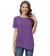 Anyproud Womens Summer Tunics Tops Casual Short Sleeve Blouses Dressy Crewneck T Shirts