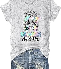 Mama Shirts for Women Mom Graphic T-Shirt Senior Mom 2024 T Shirt Cute Mama Tee Trendy Casual Shirt