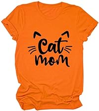 Cat Mom Shirt Cat Lover Shirts for Women Cute Graphic Tee Shirts Mom Gifts  Letter Printed  Top