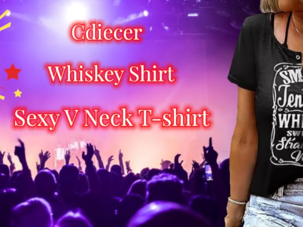 Women''s Smooth As Tennessee Whiskey Sweet As Strawberry Wine T Shirt V Neck Ring Hole Short Sleeve 