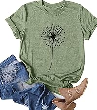 Dandelion Graphic Shirts Dandelion Pattern Print T-Shirts Casual Short Sleeve Shirt Summer Tee