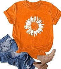 Sunflower Shirts for Women Cute Graphic Tees Sunflower Gifts Shirt Vacation Short Sleeve Tee