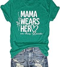 Mama T-Shirt Mother''s Day Shirt Mama Heart Graphic Shirts Letter Printed Short Sleeve Tops