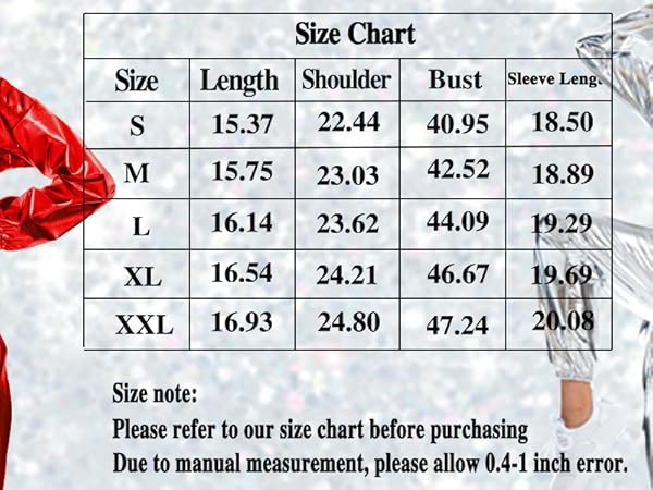 Women''s Shiny Metallic Crop Top Hoodies Drawstring Long Sleeve Pullover Holographic Sweatshirts