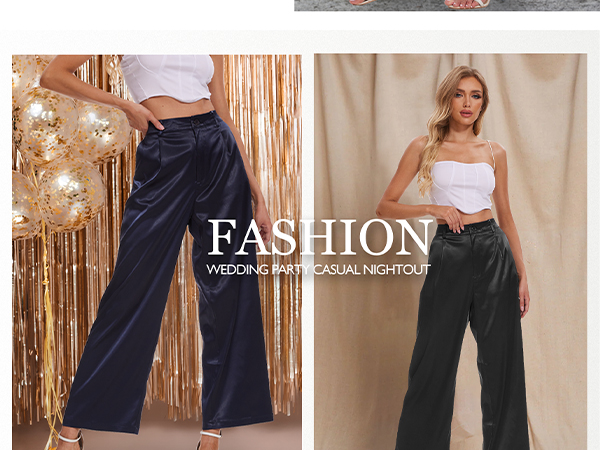 satin pants for women