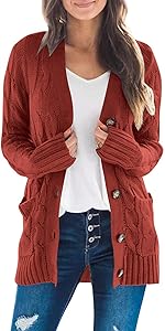 red cardigans for women rust