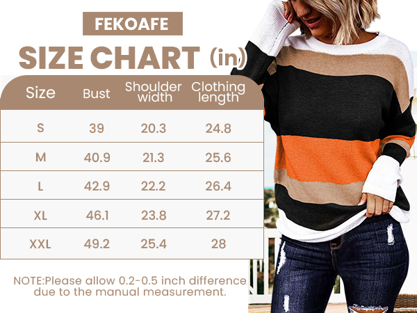 Sweaters Size Chart