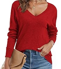 Red V-neck sweaters