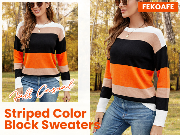 Striped Color Block Sweaters