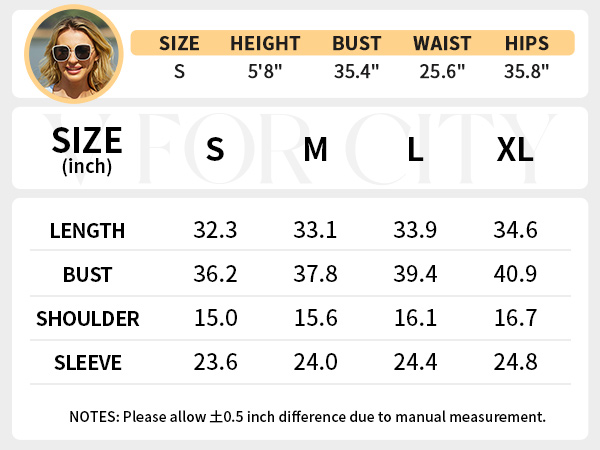 Cardigan Sweaters Size Chart