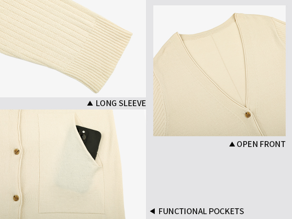 FUNCTIONAL POCKETS,OPEN FRONT,LONG SLEEVE