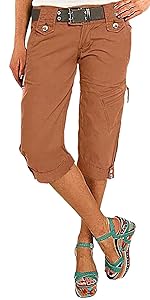 double button cargo capri