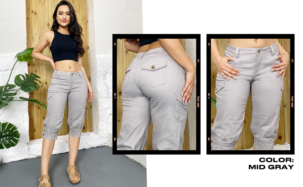 low rise flap pocket capris