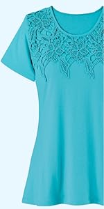 Lace Trimmed Top Turquoise