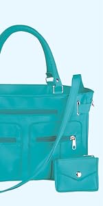 6 Pocket Handbag Turquoise