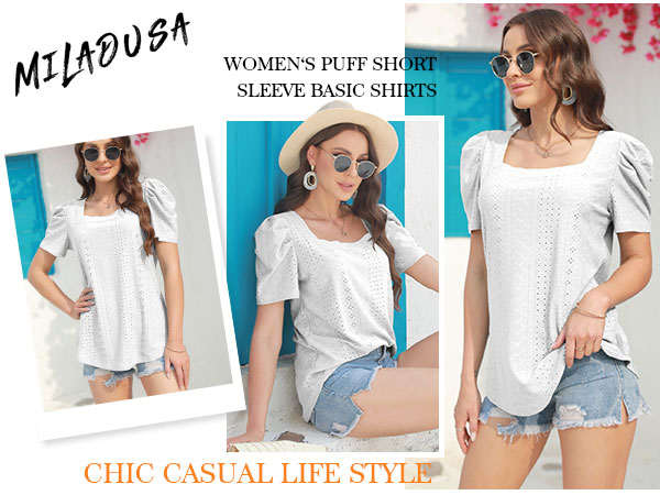 Women''s Puff Short Sleeve T Shirt Dressy Casual