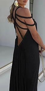 Women''s Sexy Spaghetti Strap Backless Maxi Dress