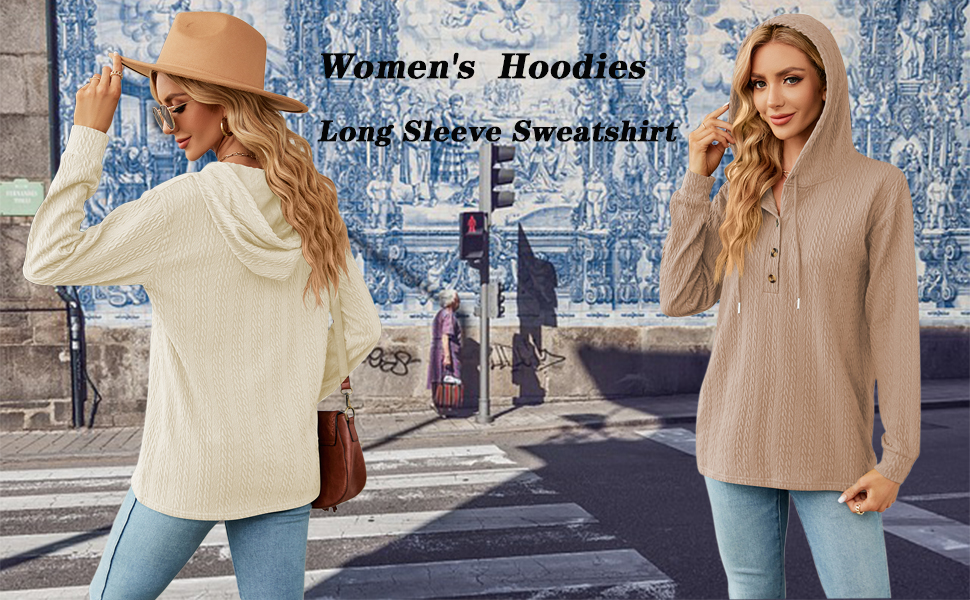 Women''s Long Sleeve Hoodie, Stylish Fall Sweatshirt