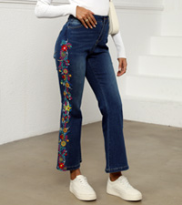 Embroidered Flared Jeans